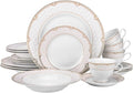 Euro Porcelain 20-pc Luxury Dinnerware Set w/ 24K Gold Ornament, HQ Dining Tableware Service for 4 (Sandra)
