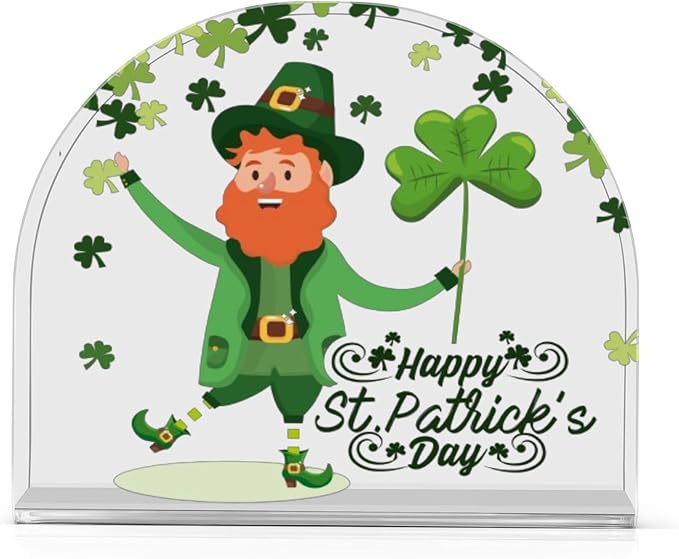 Napkin Holder Happy St Patrick's Day Green Shamrocks Crystal Clear Acrylic Napkin Holders Paper Napkin Holder Dining Table Dispenser for Kitchen Restaurant Home Decor Bar Accessories