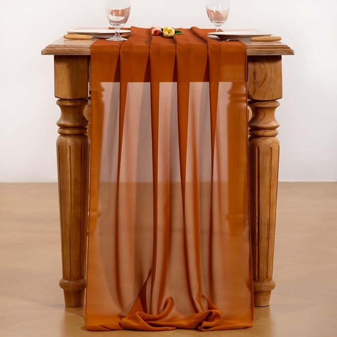 Terracotta Chiffon Table Runner Summer Boho Wedding Birthday Party Decor | 10ft - Image 5