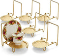 HOHIYA Gold Tea Cup and Saucer Display Stand 6 Cup Holder Rack | Elegant gold by HOHIYA