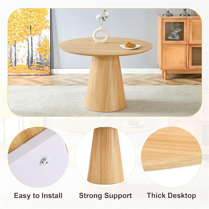 47'' Round Wood Dining Table Set for Kitchen - 7-Piece, Includes Chairs (Seats 6), Farmhouse Style