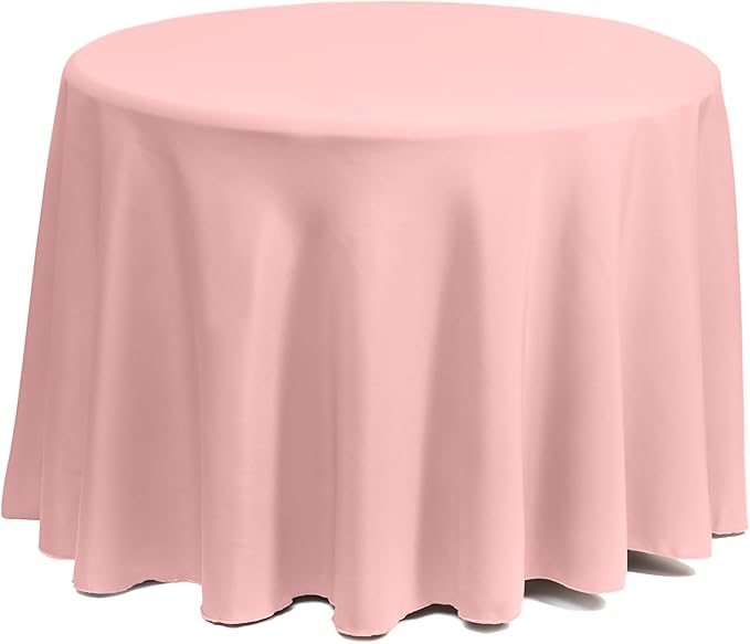 Gee Di Moda Round Tablecloth - 132 Inch Pink Round Table Cloth for 72 to 96 Inch Round Tables - Heavy Duty Washable Fabric - for Buffet Table, Holiday Party, Dinner, Wedding & Baby Shower