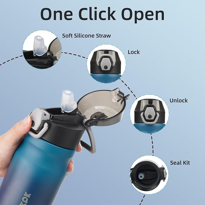 BJPKPK 14 oz Insulated Water Bottle, Stainless Steel Flask | Leak Proof Locking - Image 3