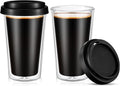 Honeydak 2 Pack 12 oz Double Walled Glass Coffee Mugs by Honeydak