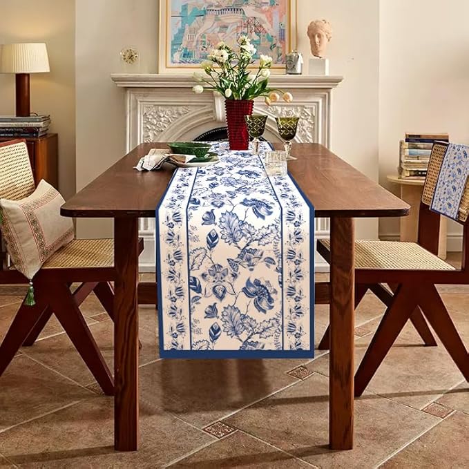 WRAPAHOLIC Blue Floral Table Runner - Image 3
