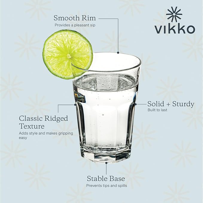 Vikko Drinking Glasses, 11.5 Ounce Glass Cups, Durable Glasses Drinking Set of - Image 3