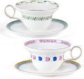 KAMMAK Tea Cups Set of 2, Ceramic Floral Pattern Demitasse Cup | Porcelain by KAMMAK