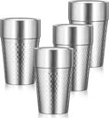 Stainless Steel Double Wall Cup, 16 oz Insulated Tumbler, 4 Pack Unbreakable by Offiper