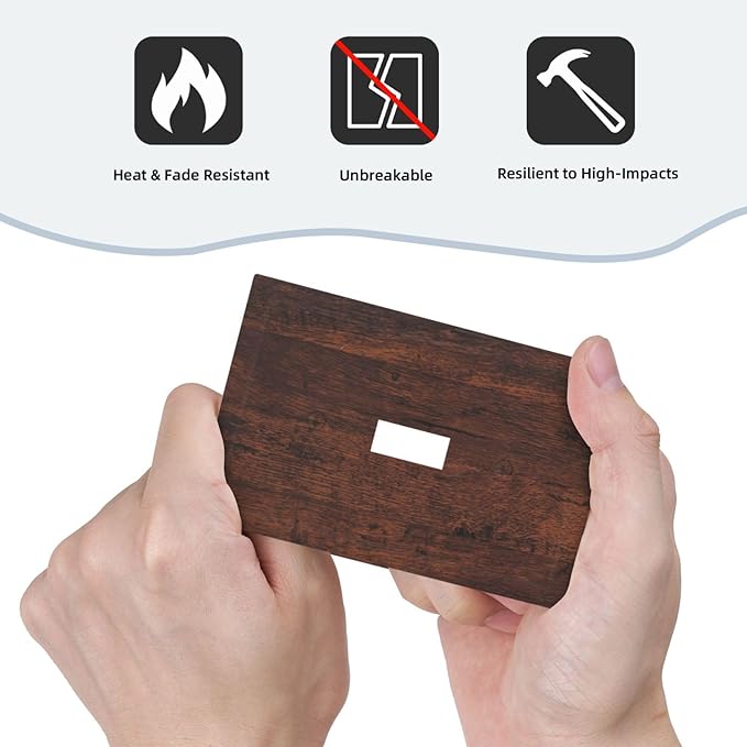 Decorative Light Switch Cover Brown Red Rustic Wood Grain Retro Farmhouse 1 Gang Wall Plate Cover Single Toggle Outlet Covers Switchplate Electrical Faceplate for Farmhouse Cabin Decor（2 Pack）