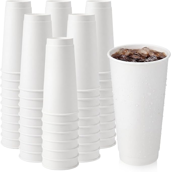 Mifoci 50 Pack 22 oz Disposable Paper Coffee Cups, Travel Cold Cups Bulk by Mifoci