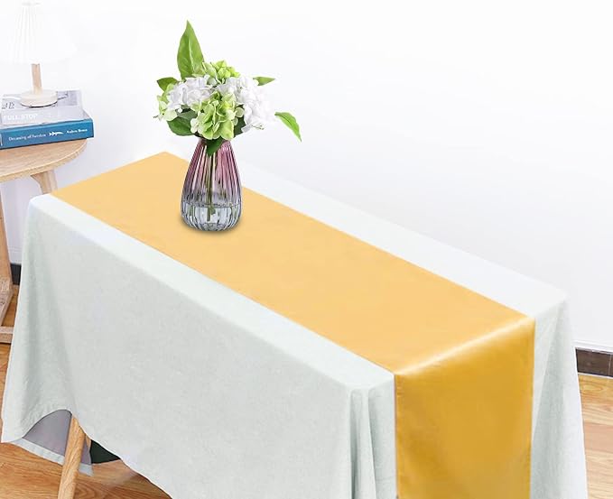 Gold Table Runners, 12x108 Inches, 6 Pack | Satin, Silk and Smooth Fabric - Image 3