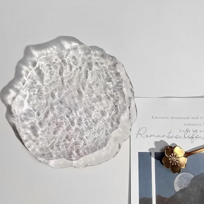 Lead-Free Crystal Glass Irregular Plate Coasters, Transparent, 14.5cm Thickened - Image 4
