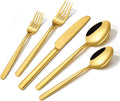 Gold Silverware Set, 20 Piece Flatware Cutlery Set by KINGSTONE