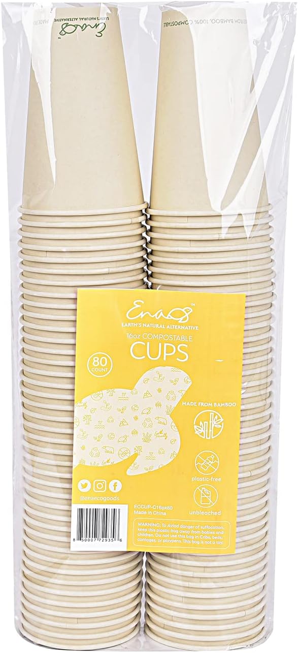 100% Compostable Disposable Coffee Cups Paper Cups Made from Bamboo, - Image 3