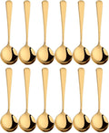 Broth Round Spoon Set, 12-Piece Reusable Stainless Steel Dinner Table Cereal by BISDARUN