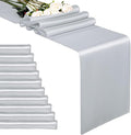 10-Pack Silver 12 x 108 inche Long Premium Satin Table Runner | Wedding by REWOMC