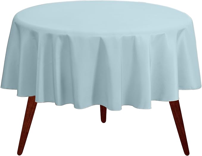 Gee Di Moda Round Tablecloth - 90 Inch Baby Blue Round Table Cloth for 30 to 60 Inch Round Tables - Heavy Duty Washable Fabric - for Buffet Table, Holiday Party, Dinner, Wedding & Baby Shower