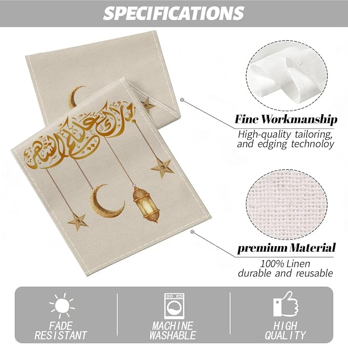 Eid Mubarak Ramadan Table Runner, Ramadan Mubarak Party - Image 2