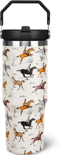 30 oz Horse Tumbler with Handle and Flip Straw, Vacuum Insulated Water Bottle by awufncksn