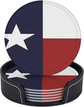 6 Pcs Texas Flag Lone Star Us American Flag Leather Coasters by Jfniub
