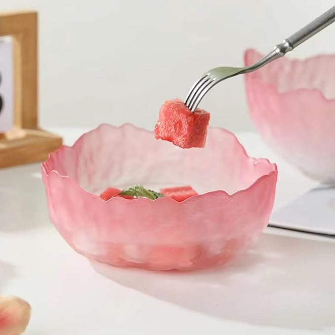 Glass Bowl for Salad Candy Fruit Serving, Decorative Bowl, Dish-Pink 6.5" | - Image 8