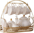ufengke 15 Pieces Simple White English Ceramic Tea Sets, Tea Pot, Bone China by fanquare