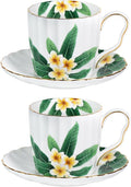 KAMMAK Tea Cups and Saucers Set of 2, Porcelain Coffee Cups, JBE012 | Stackable by KAMMAK