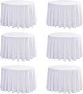 6-Pack Round 108-inch White Table Cloths, Solid Stain and Wrinkle Resistant Circular Tablecloth, Premium Plain Weave Polyester Fabric Table Linen Covers for Hotel, Banquet