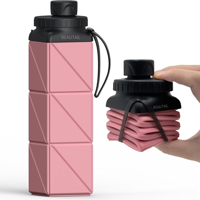 BEAUTAIL Collapsible Water Bottles 21 oz, Silicone Portable Water Bottle | BPA by BEAUTAIL