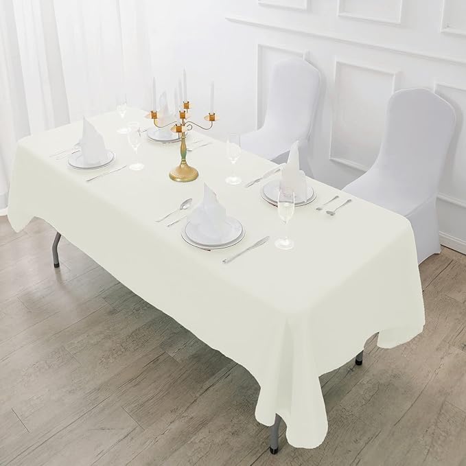 Fokitut 2 Pack Waterproof Rectangle Tablecloth, 60x120 Inch,Stain Resistant and Wrinkle Polyester Table Cloth, Fabric Table Cover for Kitchen Dining, Wedding, Party, Holiday Dinner-Ivory