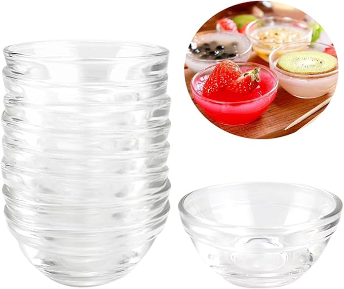 Set of 8 Clear Glass Mixing Bowls - 3.5 Inch Nesting Prep Bowls for Salad, Cereal, Ice Cream, Pasta, and Fruits - Perfect for Kitchen Use