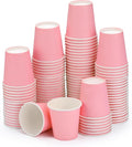 Wuadua 100 Pack 3 oz Pink Disposable Paper Cups - Sturdy and Leak-Proof for Parties, Events, Office, Home Use Disposable Mouthwash Cups - Ideal for Hot/Cold Drinks, Smooth Rim Design, Eco-Friendly