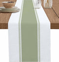 Sage Green Stripe Table Runners 120 inches Long, Linen Boho Table Runner by Futuregrace
