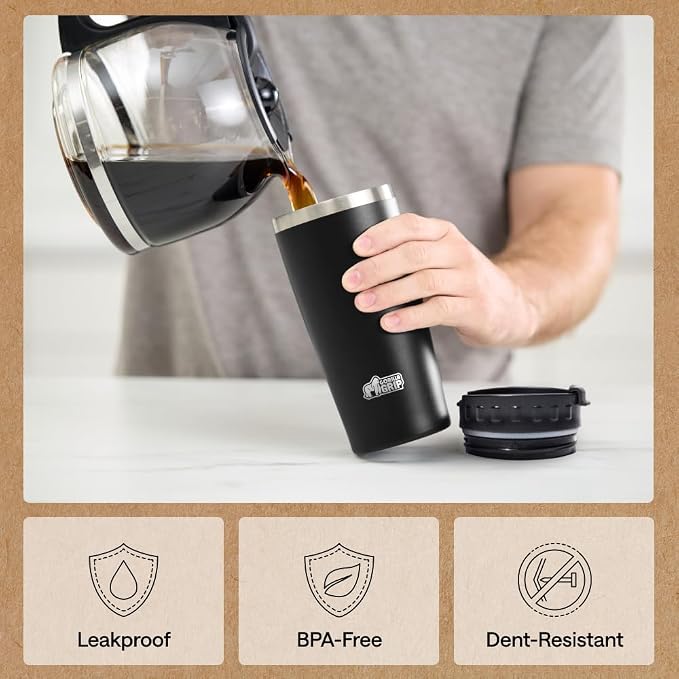 GORILLA GRIP 304 Stainless Steel Double Insulated Travel Coffee Mug, Leakproof - Image 4