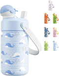 POWCAN 12 oz Kids Water Bottle for School: 2-in-1 Straw Spout Lid by POWCAN