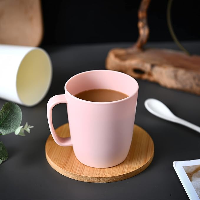 Coffee Mugs Set of 5, 10 Ounce, 3 Basic Colors | Unbreakable Plastic Coffee - Image 4
