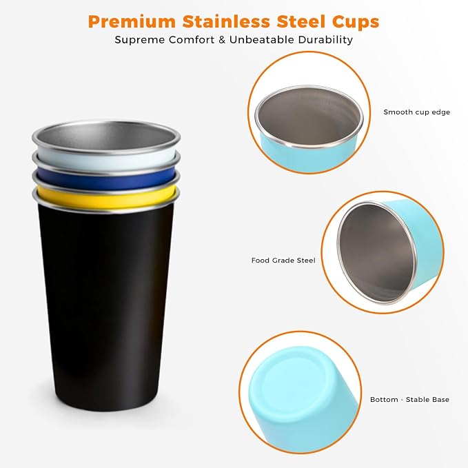 8 Pack Stainless Steel Cups 16oz - Image 4