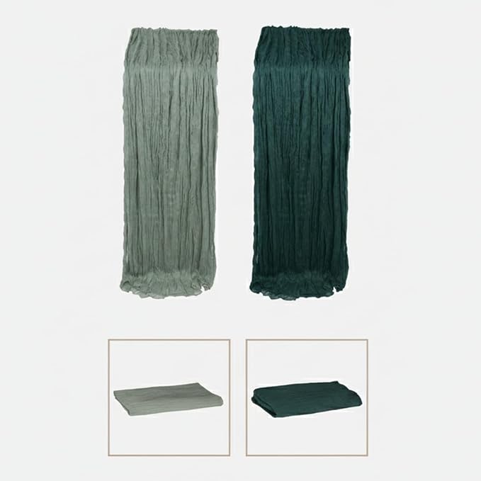 Cheesecloth Table Runner 2 Pack Sage Green and Dark Green, Boho Gauze Table - Image 2