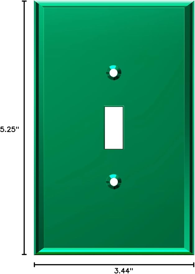 LIDER Reflective Acrylic Toggle Switch Wall Plate, Mirrored Light Switch Plate, Plexiglass Switch Cover, Acrylic Glass, Oversized 1-Gang 5.25" x 3.44", LWP-11O-AGR, Green