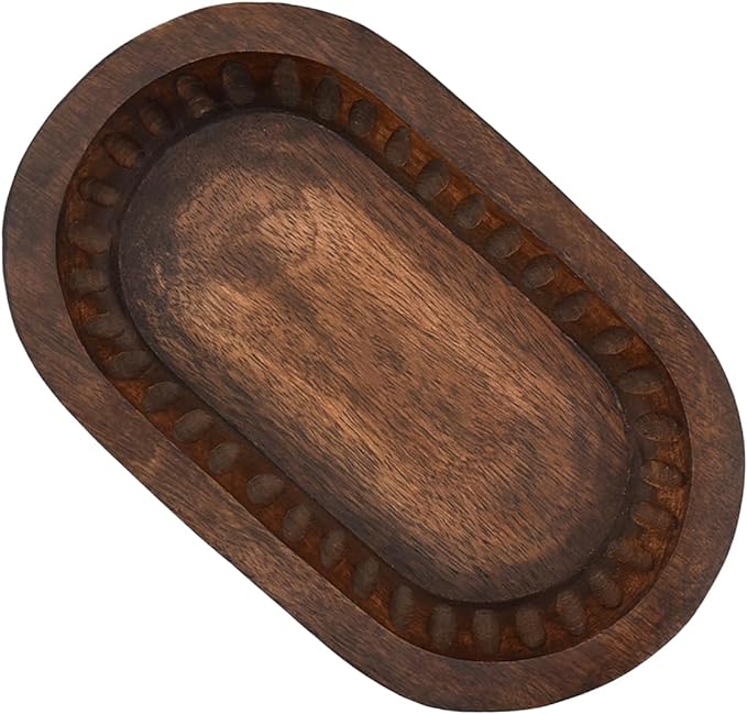 Mango Wood Decorative Bowls for Home Décor, Decorative Long Wooden Bowl for - Image 4