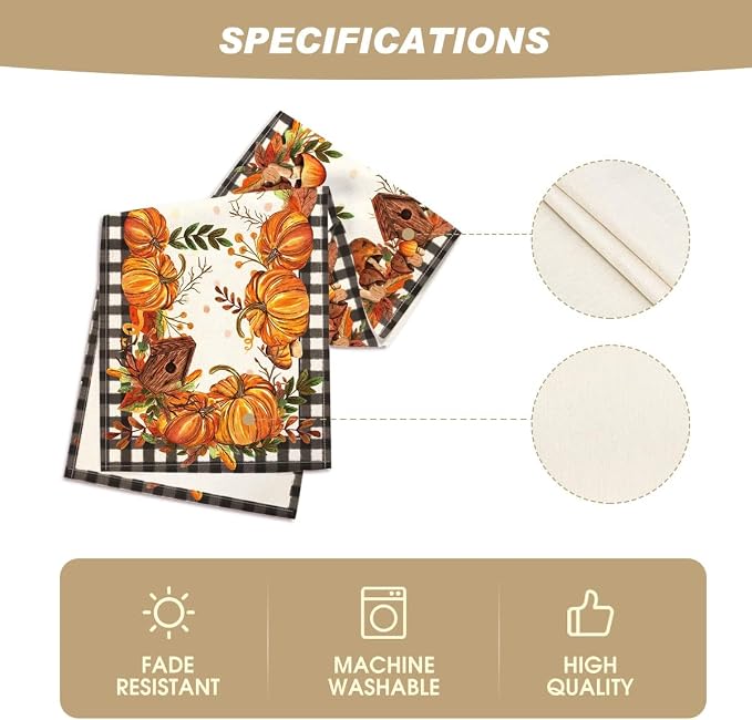 Artoid Mode 210 GSM Fall Table Runner 13x48 Inch Home Party Decor | Buffalo - Image 5