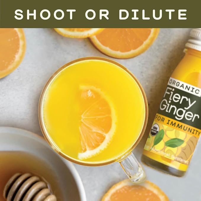 Greenhouse Juice Organic Fiery Ginger & Turmeric Wellness Shot, Anti-Inflammatory, Immune Support, Vegan & Gluten-Free, 12-Count 60ml Glass Bottles