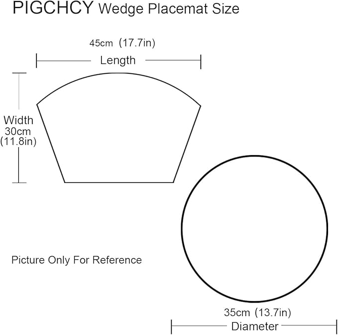 PIGCHCY Wedge Shaped Placemats Set of 6 with Centerpiece Round Mats Washable Kitchen Placemats Heat-Resistant Table Mats (Burgundy Red)