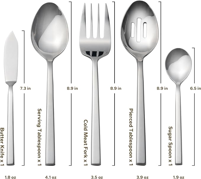 Alata Cube 45-Piece Forged Stainless Steel Flatware Set Cutlery Set,Service for 8,Silver Finish,Dishwasher Safe