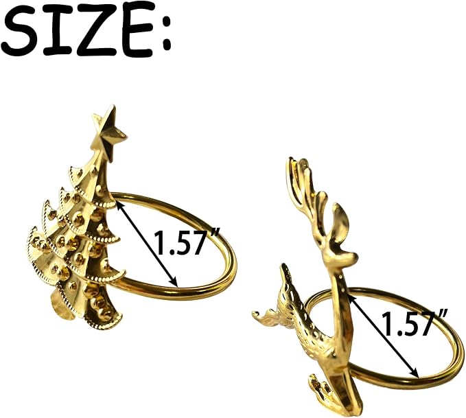 Christmas Gold Napkin Rings Set of 12 - Image 4
