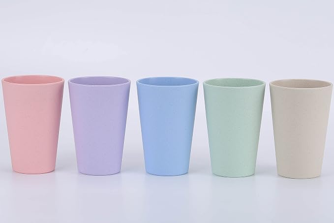 Wheat Straw Unbreakable Cup | 16 oz Reusable Water Drinking Glasses Sets of 5 | - Image 3