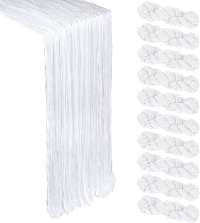 10 Pack 17 x 108 Inch White Table Runner Cheesecloth | Gauze Cheese Cloth by Heneger