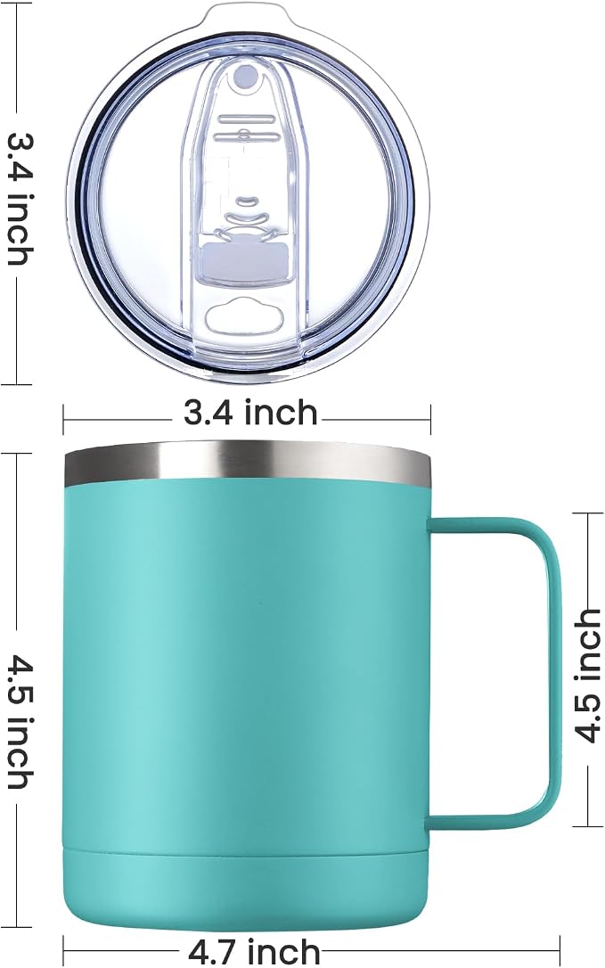 MEWAY 12oz Coffee Mug With Handle 2 Pack Bulk, Stainless Steel Insulated Travel - Image 4