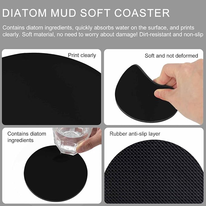 Black Coasters Set of 4, Solid Color Farmhouse Black Soft Absorbent Coasters - Image 9
