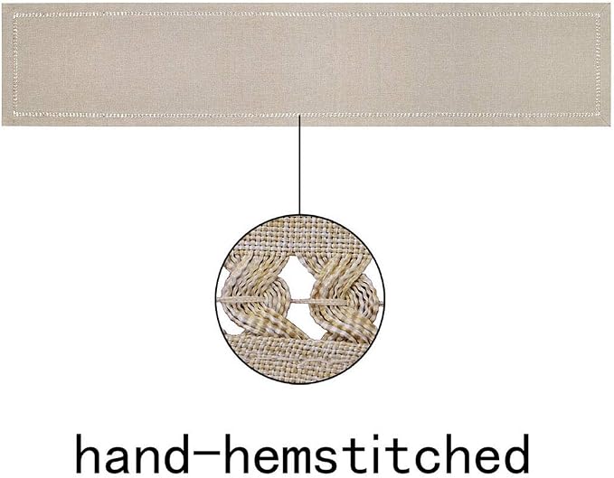 Grelucgo Handmade Hemstitched Polyester Rectangle Table Runners and Dresser - Image 3